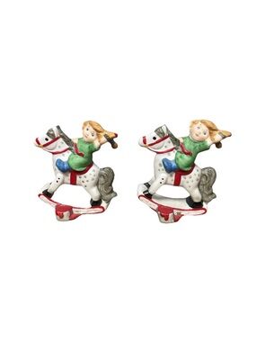 Hallmark Rocking Horse Elf Figurine May Christmas Color Your World w/Joy Set 2